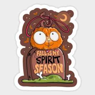 Fall is My Spirit Season Cute Cartoon Pumpkin Sticker